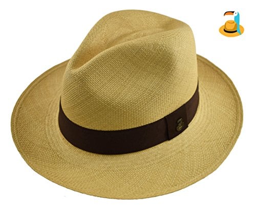 Original Panama Hat by Ecua-Andino - Beige Classic Fedora - Toquilla Straw - Handmade in Ecuador (Large | 58cm - 59cm)