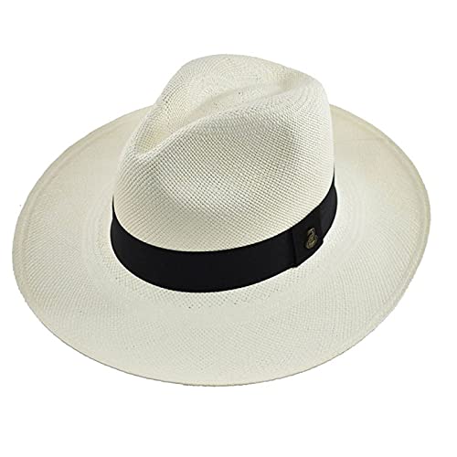 Original Panama Hat Gift Set - Wide Brim Classic Fedora - Toquilla Straw - Handmade in Ecuador by Ecua-Andino (Large | 58cm - 59cm, White)