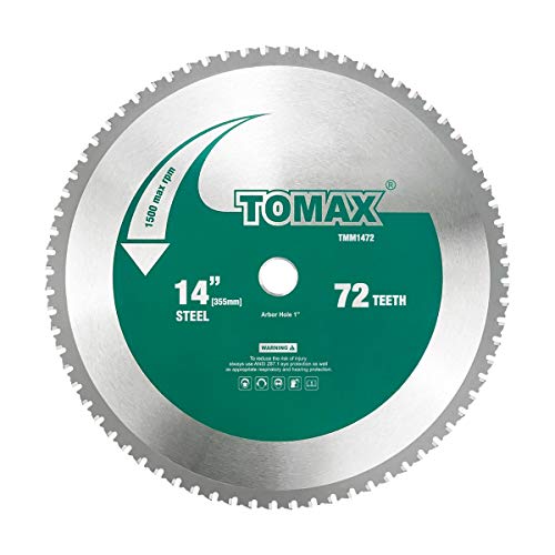 TOMAX 14 Inch 72 Tooth Industrial Level Steel and Ferrous Metal Saw Blade with 1 Inch Arbor