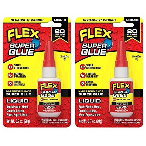 Flex Super Glue Liquid, Clear, 20 Gram Bottle, (Pack of 2)