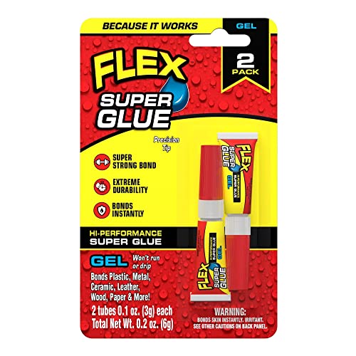 Flex Super Glue Gel, Clear, Two 3 Gram Tubes, (Pack of 1)