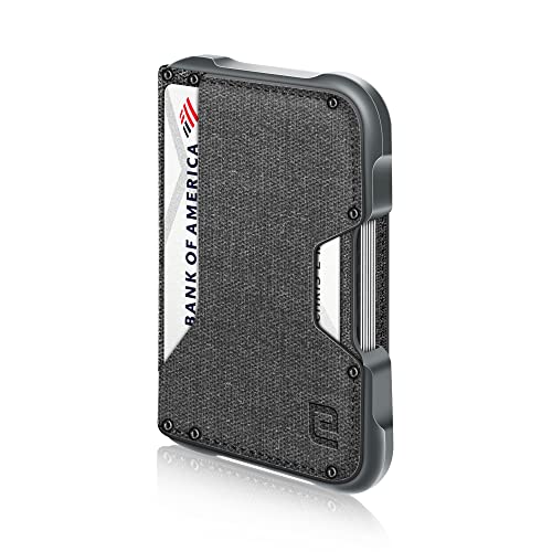 ENIGMA Dapper PU Leather Bifold Front Pocket Slim Wallet for Men, Aluminum Metal Travel Tactical RFID Blocking Card Holder Money Clip, Ideal Men's Gift (Grey)