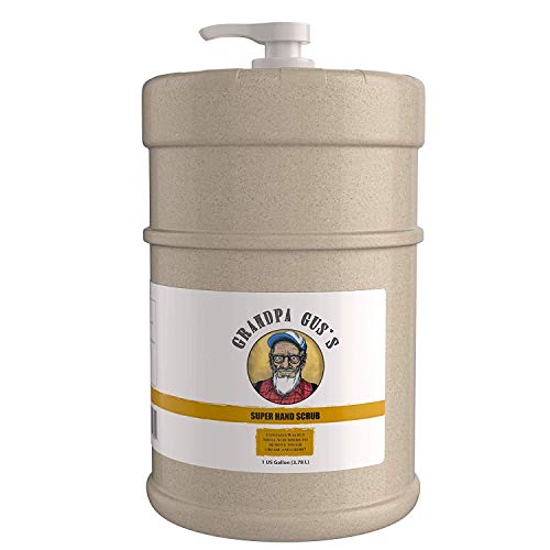 Grandpa Gus's Super Hand Scrub, Walnut Shell Scrubbers, Natural Handsoap, Degreaser For Automotive Mechanics, Cleans and Removes Grease, Grim, Paint, Adhesive, Carbon, Tar, Ink, Scratch Wax (1 Gallon)