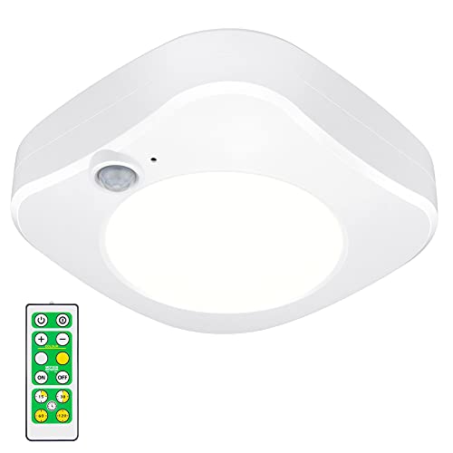 BIGMONAT Cordless Shower Light with Remote and Timer, Motion Sensor Ceiling Light, Battery Operated Light for Shower Bedroom Hallway Stair Corridor Closet Counter Bathroom, Brightness Dimmable