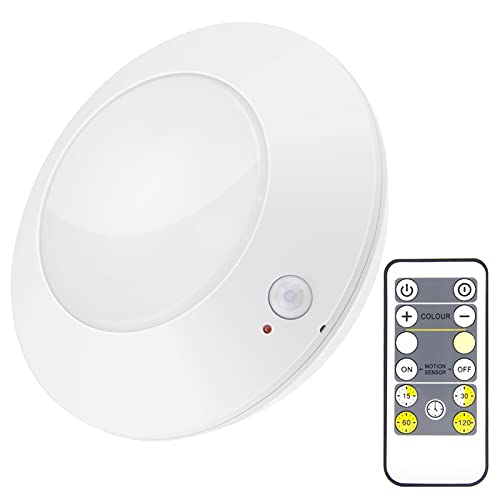 HONWELL Battery Operated LED Ceiling Light, Motion Sensor Ceiling Light, Wireless Shower Light with RF Remote Control 80Ft Through Walls, 300 LM Ultra Bright Indoor Lighting for Stairs, Porches-5 Inch