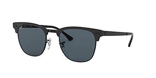 Ray-Ban RB3716 Clubmaster Metal Sunglasses+ Vision Group Accessories Bundle(Matte Black On Black/Blue (186/R5),unisex-adult