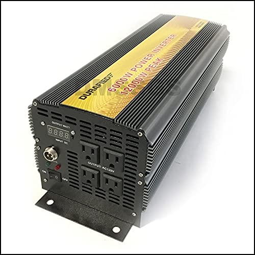 DURAFIED 6000 watt 12000 watt Peak Power 12V DC to 120V AC Power Inverter