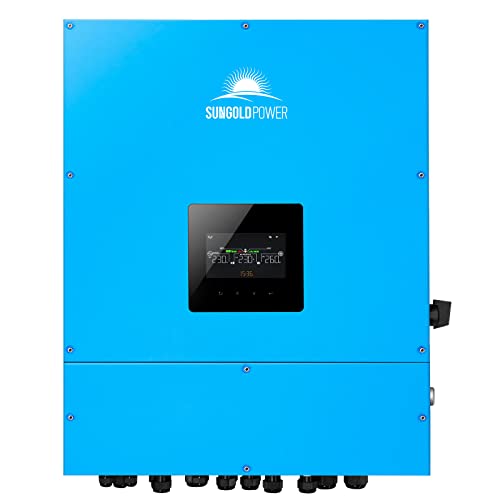 SUNGOLDPOWER UL1741 6000W 48V Hybrid Inverter Charger, 240Vac Input, 120Vac/208Vac/240Vac Split Phase Output Pure Sine Wave, IP65 Rating Waterproof,AC Coupling for on and Off Grid System, Blue