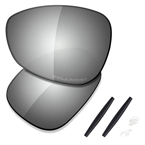 SAUCER Premium Replacement Lenses & Rubber Kits for Oakley Crosshair 1.0 (2005) 60mm Sunglasses High Defense - Chrome Metal Polarized