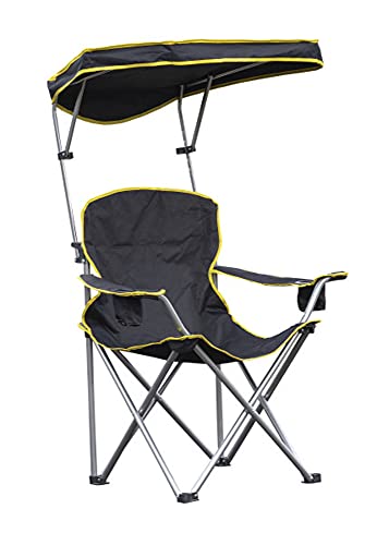 Quik Shade Extra Wide Folding Camp Chair with Tilt UV Sun Protection Canopy, Black