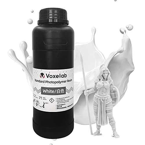 Voxelab 3D Printer Resin, 405nm UV-Curing 3D Resin with High Precision and Quick Curing & Smooth Surface for LCD 3D Printing (White, 500g)