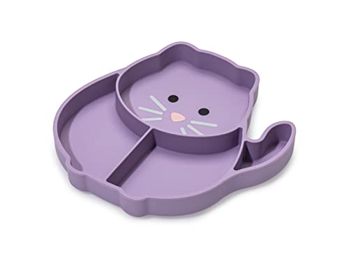 melii Divided Silicone Suction Plate - 100% Silicone, for Baby + Toddlers  BPA Free, Dishwasher & Microwave Safe (Cat)