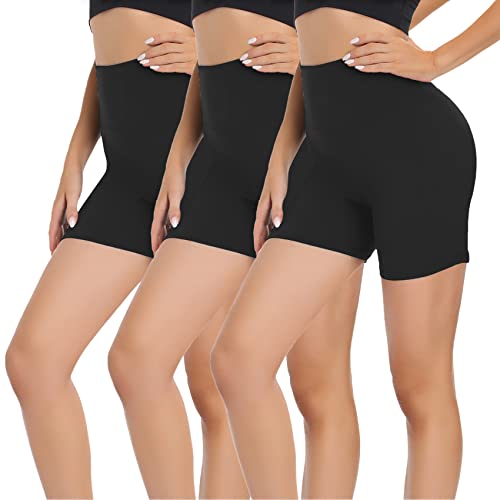 GAYHAY 3 Pack Womens Biker Shorts - 5" High Waisted Buttery Soft Shorts for Athletic Workout Yoga