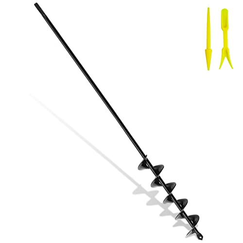 TCBWFY Auger Drill Bit for Planting 2x30inch,Extended Garden Auger Spiral Drill Bit,Bulb Planting Auger for Cordless Drill,Drill Auger Bit for Planting,Garden Auger Hole Digger for 3/8"Hex Drill