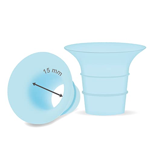 Maymom 15mm Flange Insert Blue Compatible with Elvie Single/Double Electric, Elvie Stride Cup (24mm), Compatible with Medela PersonalFit Flex Shield, Not Original Elvie Replacement Pump Parts