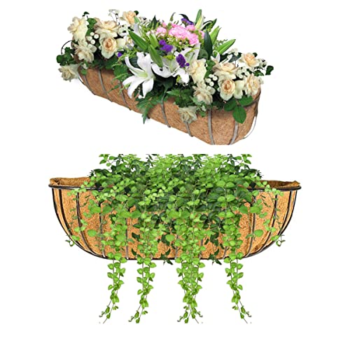 SFTYUFS 2PCS 48 inch Half Circle Coco Liner Wall Planter Replacement Liners Coconut Fiber Plant Basket Liner for Garden Planter Flower Pot