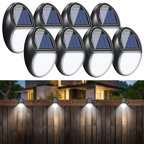 XINREE Solar Powered Fence Lights Outdoor Step Stair Lights,Solar Deck Lights Outdoor Waterproof Lamps for Wall Porch Pool Front Door Yard Stairs (8Pack x 10LED)