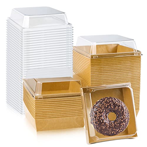 Cmkura 50 Pack 5" Brown Square Disposable Paper Charcuterie Boxes Food Containers Bakery Boxes for Cake, Cookies, Sandwich