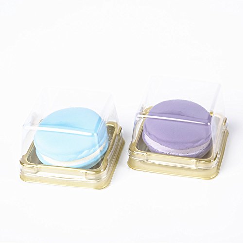 Single Clear Plastic Mooncake Box with Transparent Lids and Sealing Lables, 50 Sets (50G Gold)