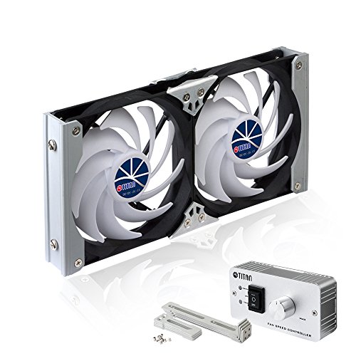 Titan- 12V/ 24V DC 140mm Multi-Function Rack Mounted Double Refrigerator Side Vent Fan with Speed Controller for RV, Motorhome, Caravan -TTC-SC09TZ(C)