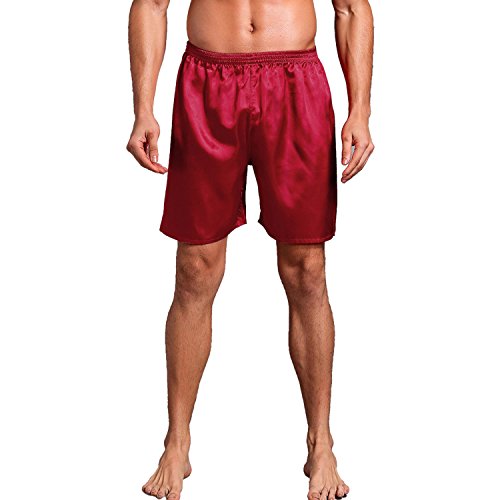 Mens Satin Boxers Shorts Sleepwear Satin Pajama Bottom Underwear Silk Sleep Shorts