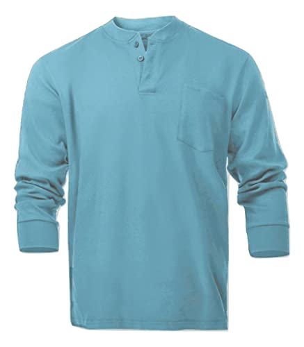 Flame Resistant FR Henley Style T-Shirts (Small, Light Blue)