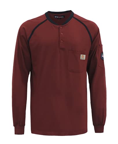 BOCOMAL FR Shirts 5.5oz Light Weight Henley Shirts Flame Resistant/Fire Retardant Shirt