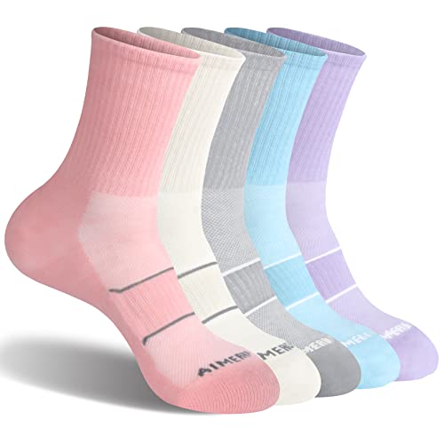 Aimerday Performance Crew Socks for Women Arch Compression Athletic Women's Running Socks Breathable Sports Quarter Socks