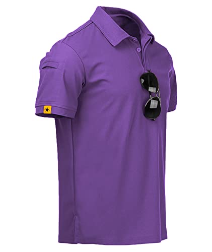 ZITY Mens Polo Shirt Short Sleeve Sports Golf Tennis T-Shirt 012-Violet M