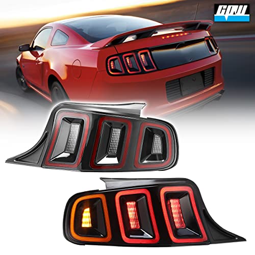 CPW LED Tail Lights Assembly Compatible with 2010 2011 2012 2013 2014 Ford Mustang Red Lens Rear Sequential Turn Signal Brake Lamp Taillights Replacement Light 1 Pair