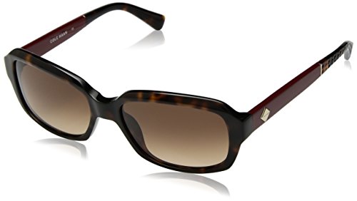 Cole Haan Women's Ch7004 Plastic Rectangular Sunglasses, Soft Tortoise, 57 mm