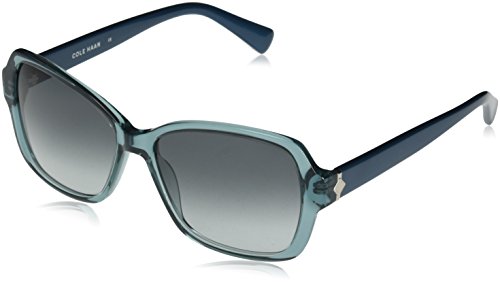 Cole Haan Women's Ch7007 Plastic Rectangular Sunglasses, Crystal Slate, 56 mm