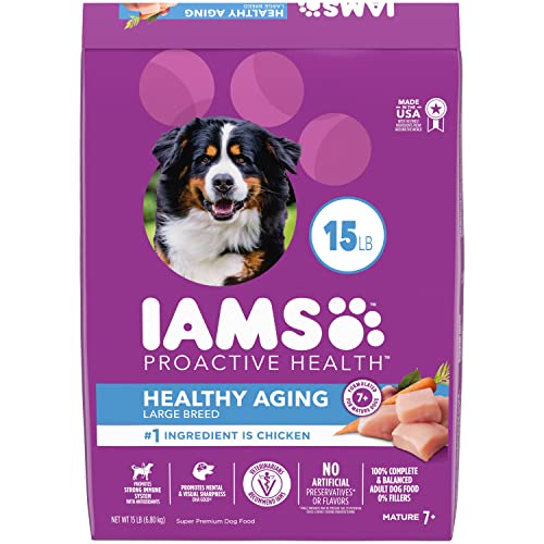 IAMS Healthy Aging Adult Large Breed Dry Dog Food for Mature and Senior Dogs with Real Chicken, 15 lb. Bag