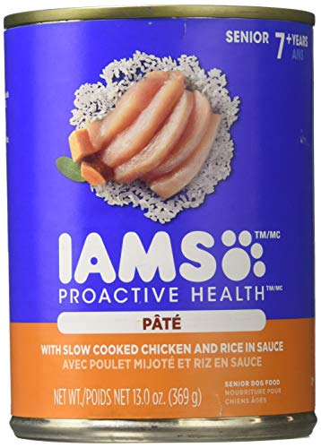 Iams Proactive Health Senior with Slow Cooked Chicken and Rice Pate, 13 Ounce (Pack of 12) - Packaging May Vary