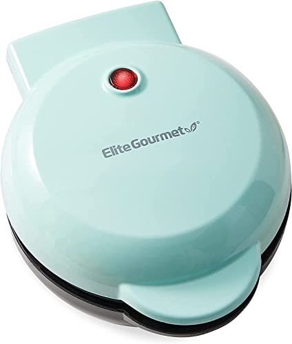 Elite Gourmet EWM013M# Electric Nonstick Mini Waffle Maker, 1-Inch Thick Waffles, Compact Design, Hash Browns, Keto, Snacks, Sandwich, Eggs, Easy to Clean, Mint