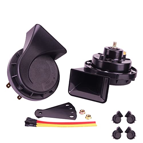 AOLIHAN 4 Pcs Horns 300DB Car Horn Loud Train Horn for Truck Auto Air Horn Electric Truck Horn 12v Waterproof High Tone Low Tone Horn for Car Motorcycle Boat Truck