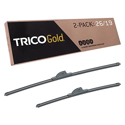 TRICO Gold 26 & 19 Inch Pack of 2 Automotive Replacement Windshield Wiper Blades for My Car (18-2619), Easy DIY Install & Superior Road Visibility