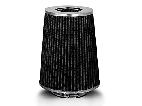 BLACK 4" 102 mm Inlet Truck Cold Air Intake Cone Replacement Performance Washable Clamp-On Dry Air Filter (8" Tall)