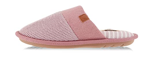 Floopi House Slippers for Women, Soft Ribbed Knit Closed Back Women Slipper, Multiple Layered Comfy Memory Insole Foam with Indoor & Outdoor Anti Skid Sole (M, Pink-389)