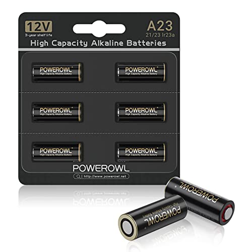 POWEROWL High Capacity A23 Batteries 6 Pack, Premium Alkaline 23A 12V Battery