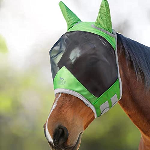 Harrison Howard CareMaster Pro Luminous Horse Fly Mask Standard with Ears UV Protection for Horse Pasture Green XL Extra Full