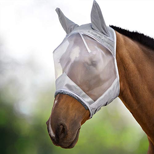 Harrison Howard CareMaster Horse Fly Mask Half Face with Ears Moonlight Silver Small Pony