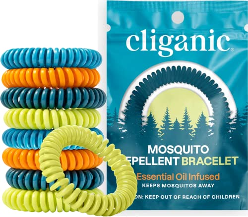 Cliganic 20 Pack Mosquito Repellent Bracelets, DEET-Free Bands, Individually Wrapped (Packaging May Vary)