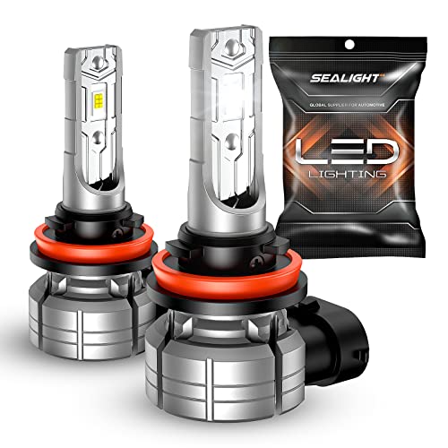 SEALIGHT H11 LED Fog Light Bulb or DRL, 10000 Lumens 6500k Cool White, H8 H9 H16 Fog Lights LED Bulb, 24W Strong Penetration 5530 CSP Chips, IP68 Waterproof Plug and Play, Pack of 2