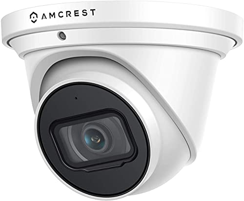 Amcrest 4K POE Camera AI Human/Vehicle Detection, UltraHD 8MP Outdoor Security Turret POE IP Camera, 3840x2160, 4K @30fps, IP67 Weatherproof, MicroSD, Built in Mic, White (IP8M-T2669EW-AI)