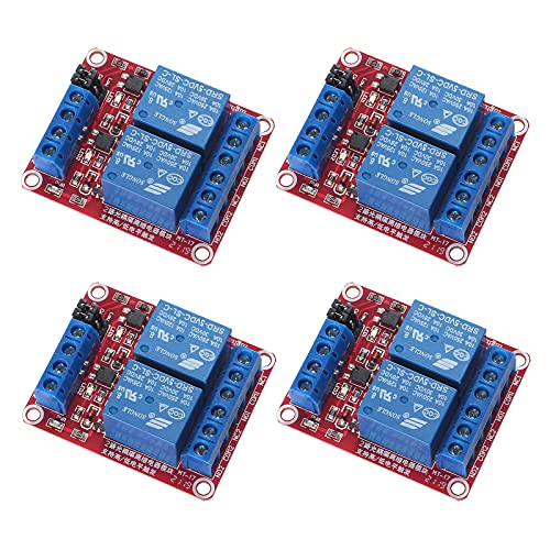 AEDIKO 4pcs DC 5V Relay Module 2 Channel Relay Board with Optocoupler Support High or Low Level Trigger