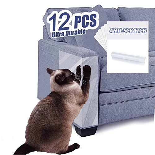 DLLUKMM Cat Scratch Deterrent - Pack of 12Anti Cat Scratch Furniture Protectors from Cats, Cat Scratch Deterrent Tape, Double Sided Anti Sticky Paws for Cats, Corner Couch Protector for Cats (Large)