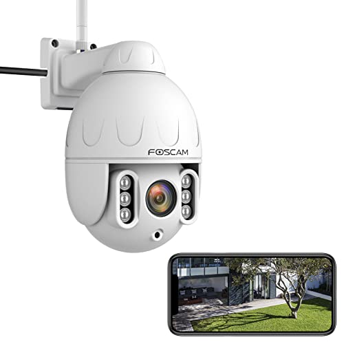 FOSCAM SD4 2k 4MP Outdoor Security Camera, 5G/2.4GHz WiFi PTZ IP Surveillance Camera with 4X Optical Zoom, Smart AI Human Detection, 2-Way Audio, 165ft Night Vision, CMOS Image Sensor, IP66