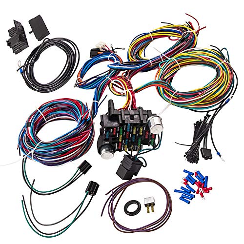 Auto Parts Prodigy Universal Wiring Harness Kit 21 Circuit Long Wires Standard Color Wiring Harness Kit for Chevy Mopar Hotrods Ratrods Ford Chrysler Universal Automotive Wiring