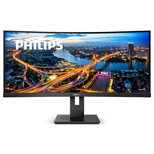 PHILIPS 346B1C UltraWide 34" Curved Monitor, UltraWide QHD 2K, USB-C and Built-in KVM Switch, 119% sRGB, USB-PD 90W, Height Adjustable, PowerSensor, 4Yr Advance Replacement Warranty